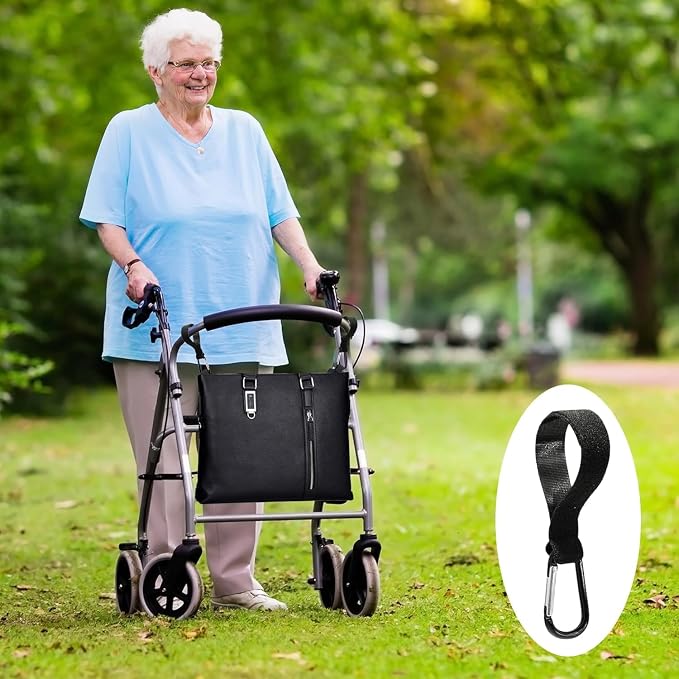 2 Pcs Walker Hook Hanging Multipurpose 360° Rotation Stroller Clip Diaper Bag - Image 9