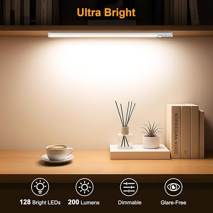 Gritin 14.7inch Under Cabinet Lighting Rechargeable 2 Pack- 3 Color Temps&5 - Image 3