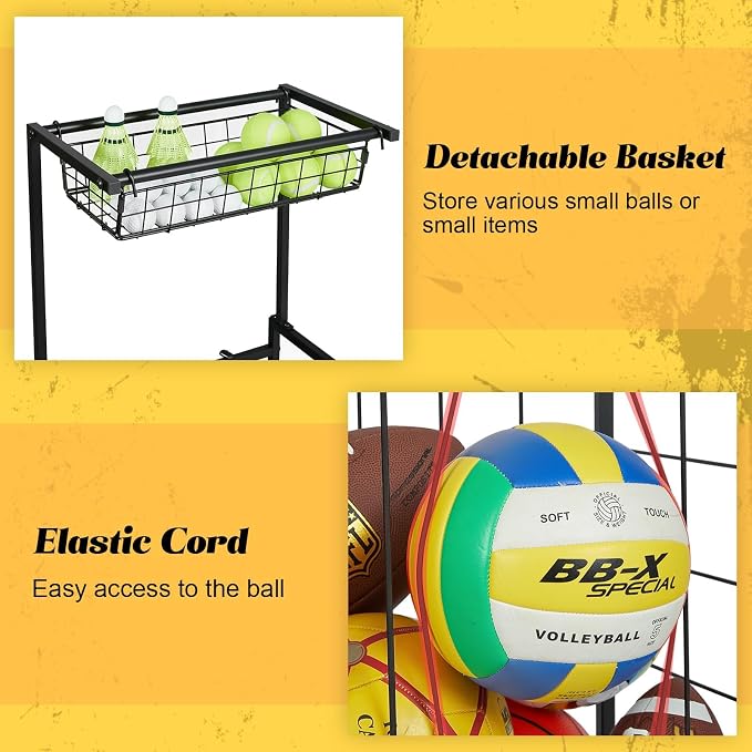 Sports Equipment Organizer, Small Garage Ball Storage Rack - Image 4