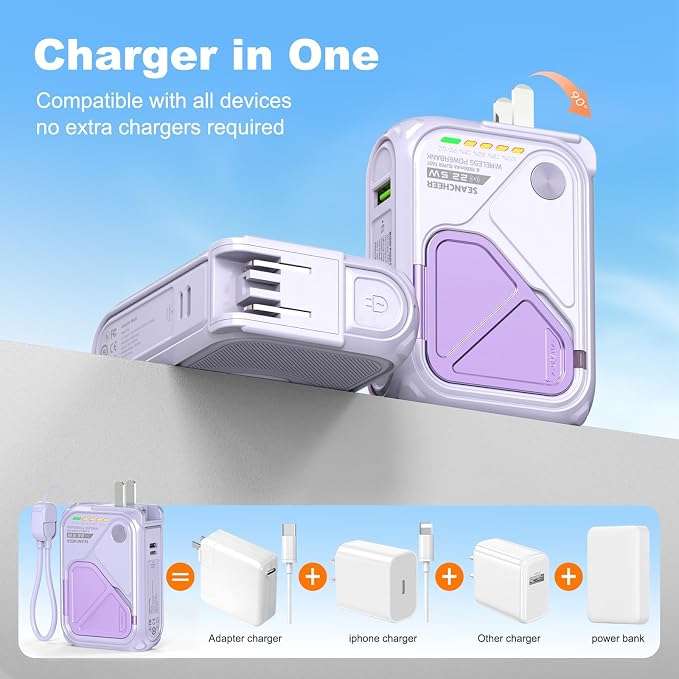 SEANCHEER P05 Portable Charger, Magnetic Power Bank, Small PowerBank, Battery - Image 2
