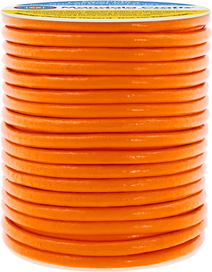 Mandala Crafts Round Genuine Orange Leather Cord - Image 2