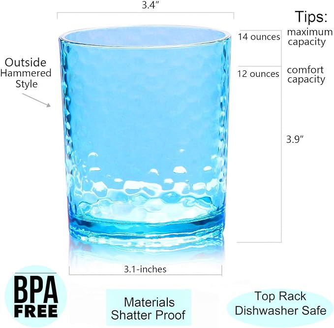 KX-WARE 14-ounce and 20-ounce Acrylic Glasses Plastic Tumbler, Dishwasher Safe - Image 2