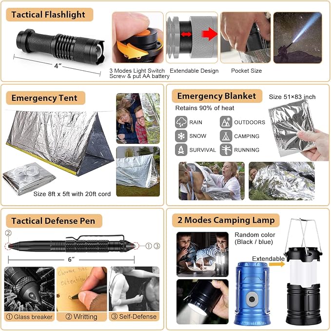 Survival Kit, Emergency Kit for Earthquake, Outdoor Adventure, Gifts for Men - Image 4