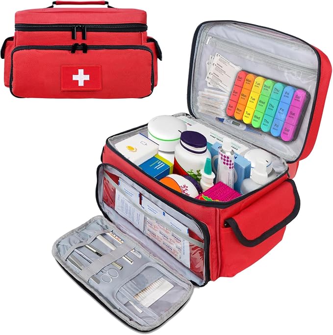 ALSLEA First Aid Bag Empty First Aid Kit Storage Box 12" x 9" x 7" Medical Bag by ALSLEA
