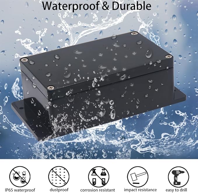 2 Pack Project Box IP65 Waterproof Junction Box ABS Plastic Black Electrical - Image 6