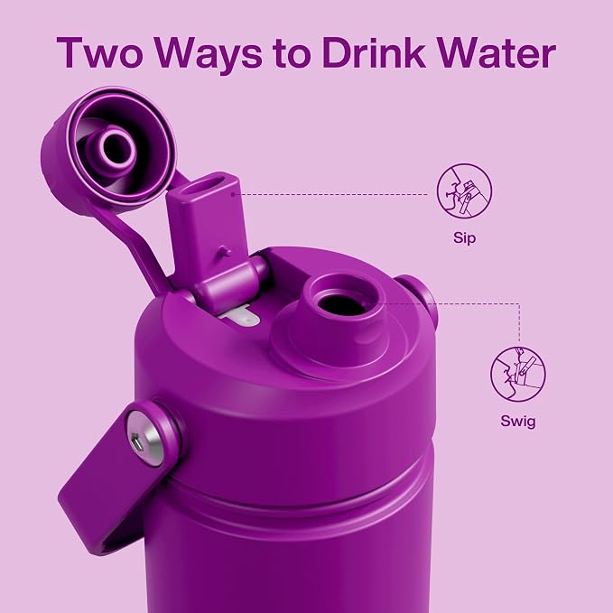 Kids Insulated Water Bottle - 12oz Stainless Steel Water Bottle with Dual Spouts - Image 3