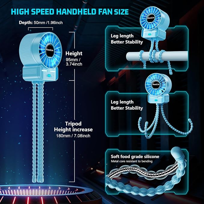 2 Pack Multifunctional Portable Stroller Fan 4 Speed 6600rpm High Speed Usb - Image 5