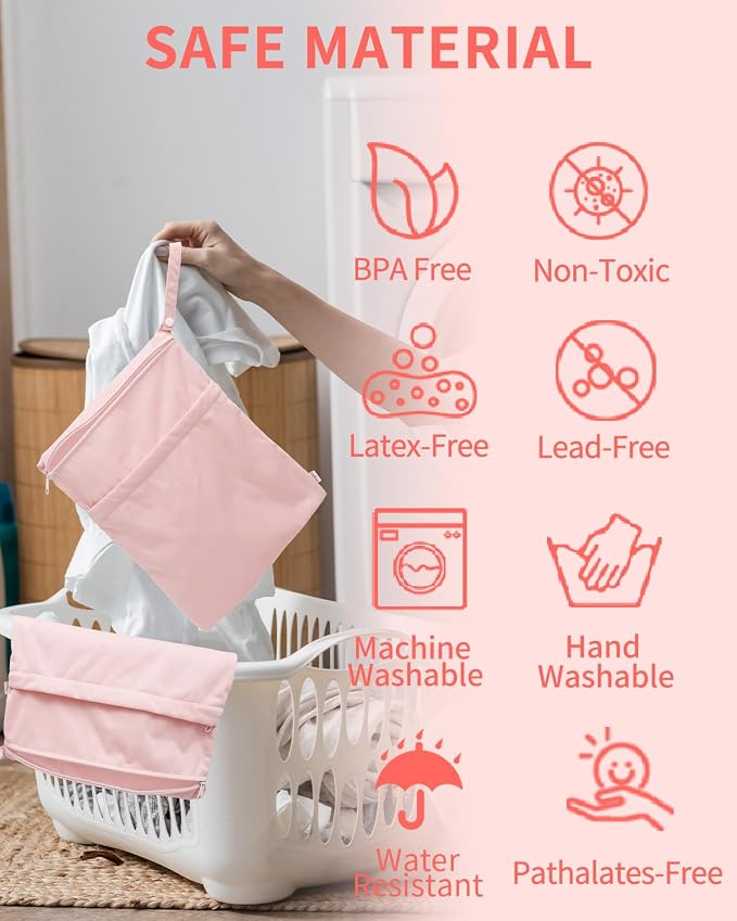 babygoal Wet Dry Bags for Baby Cloth Diapers, Washable Travel Bags, Gym Bag for - Image 6