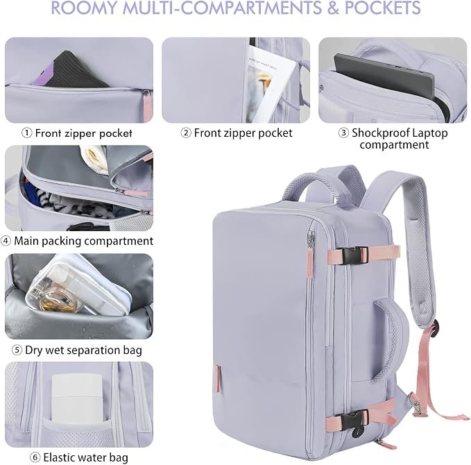 Beraliy Large Travel Backpack For Women, Airline Approved Carry On Backpack - Image 6