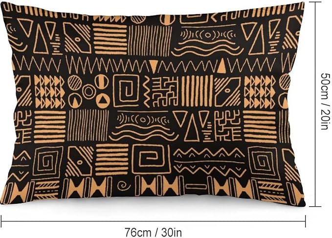 African Ethnic Pattern Throw Pillow Covers Set of 2 Queen Size Abstract Tribal - Image 2