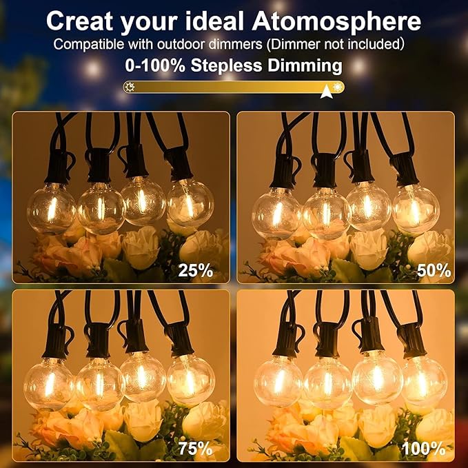 150ft Outdoor String Lights Waterproof/Connectable/Dimmable LED Shatterproof - Image 6