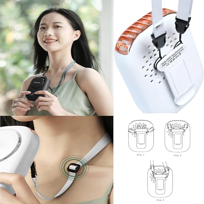 AOCOOLFAN Portable Neck Fan, Mini Small Personal Handheld Fan USB Rechargeable - Image 6