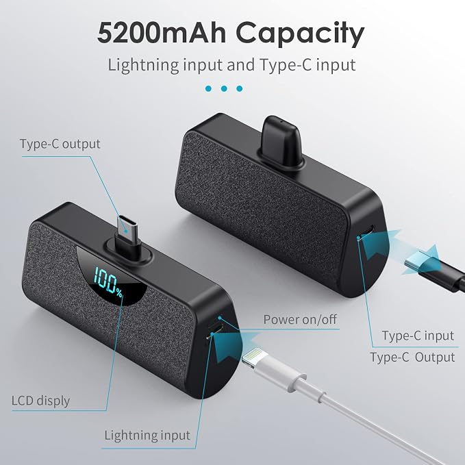 Mini Portable Charger USB C Power Bank, Upgraded 5200mAh PD Fast Charging - Image 4
