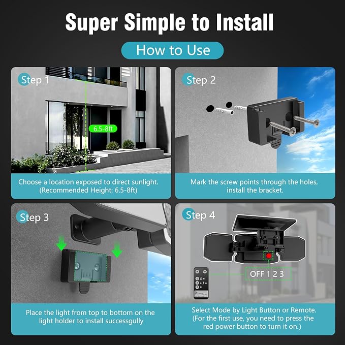 Solar Lights Outdoor Waterproof- 2800LM 200LED Solar Motion Sensor Lights - Image 6
