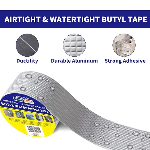 ADHES Butyl Tape Waterproof Tape Aluminum Foil Tape Sealan Tape 2inch x 16feet - Image 4