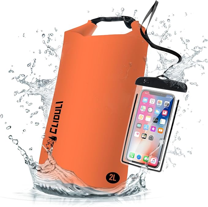 Waterproof Dry Bag, Roll Top Orange Small Waterproof Backpack by Cliduli