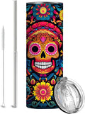 Firmiso 20 oz Tumbler｜Skinny Insulated Travel Mug｜Sugar Skull Floral Stainless by Firmiso