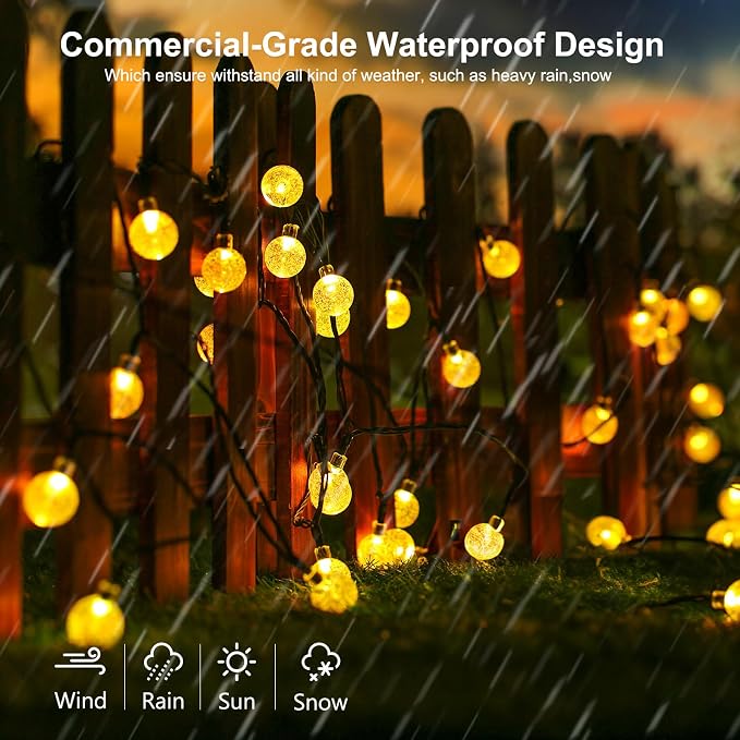 Joomer Solar Powered String Lights, 39FT 60 LED Outdoor Solar String Lights - Image 3