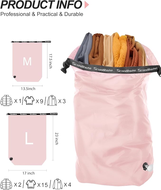 Travel Laundry Bag, Pump-free Vacuum Compression Dirty Clothes Bag, Large - Image 2