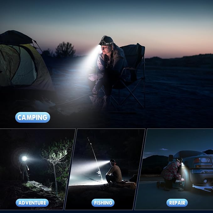 Super Bright Headlamp 2-Pack, Rechargeable 99000 Lumens Head Lamps - Image 7