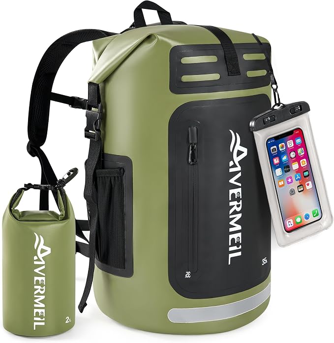 Waterproof Dry Bag with Waterproof Phone Case and small waterproof Bag Green by Aivermeil
