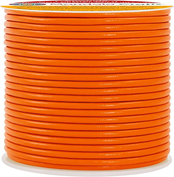 Mandala Crafts Round Genuine Orange Leather Cord - Image 2