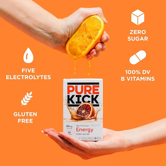 Pure Kick Energy Singles To Go Drink Mix, Blood Orange, Includes 12 Boxes - Image 4