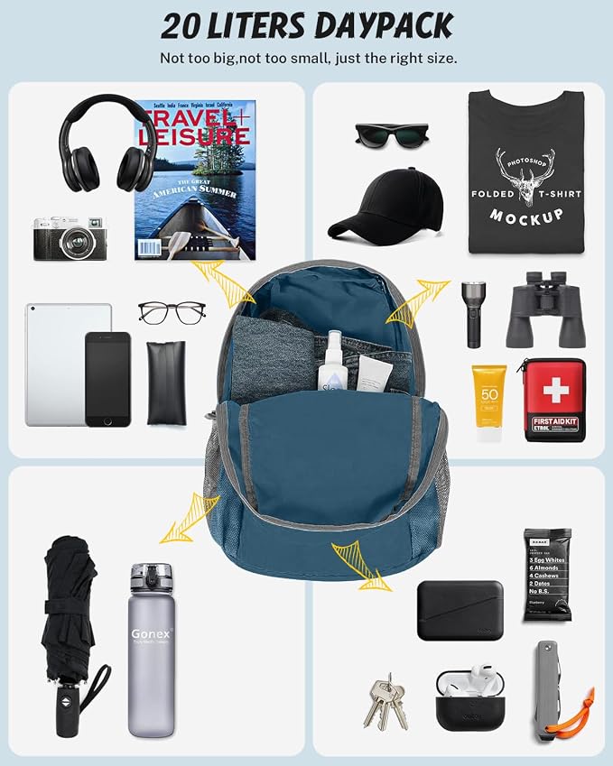 Gonex Ultra Lightweight Packable Backpack 20L Daypack Handy Foldable Camping - Image 5