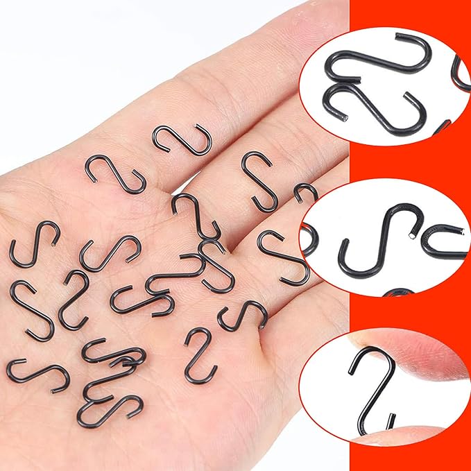 50pcs 1 Inch Black Iron Mini S Hooks Multipurpose Hangers - Image 4