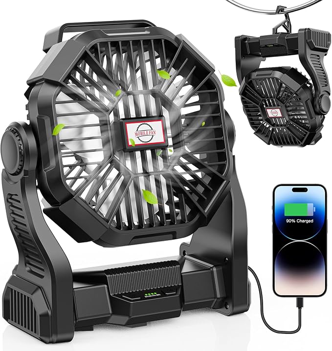DOWILLDO 15000mAh Portable Battery Powered Camping Fan - by DOWILLDO