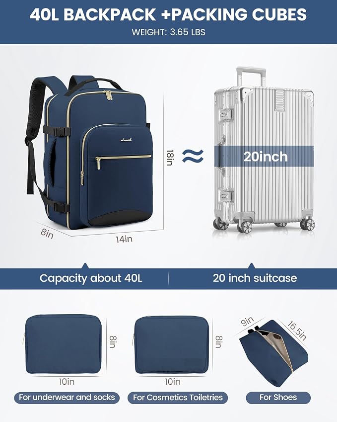 LOVEVOOK Travel Backpack for Women & Men 40L, Airline Approved Carry On - Image 5