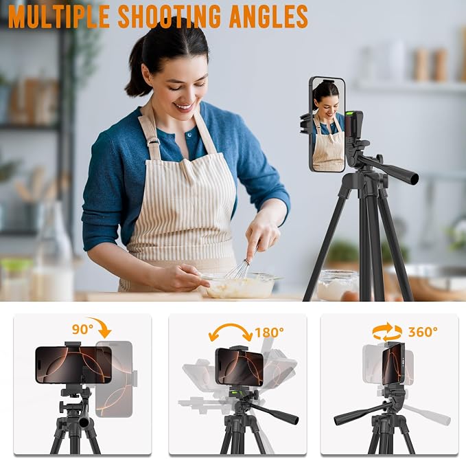 Luswemi 53'' Phone & Camera Mount Tripod Stand - Image 5
