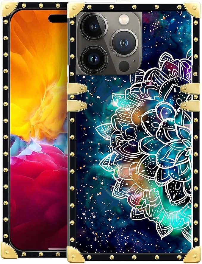 Compatible with iPhone 15 Pro Case, Starry Sky Colourful Mandala Luxury Golden by Unknown