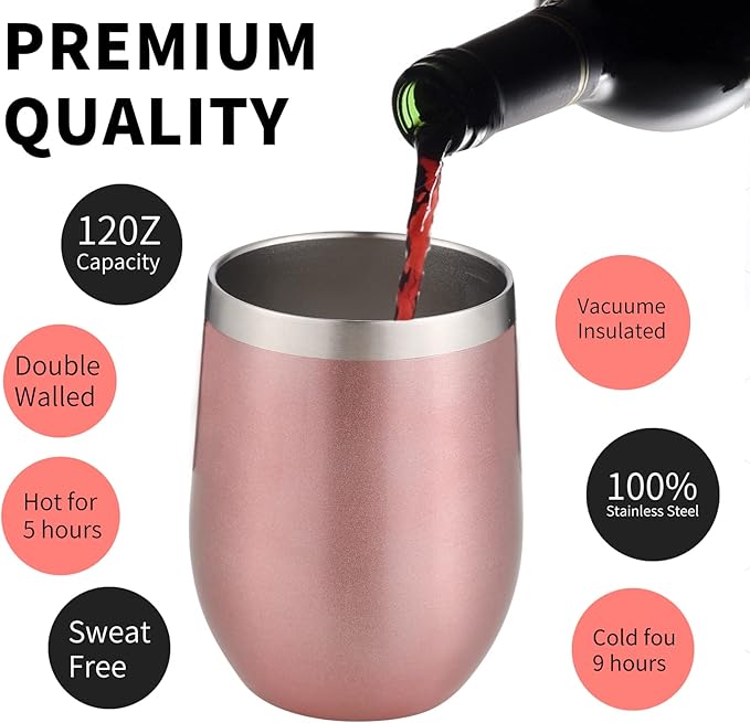 12oz/4 Pack Wine Tumbler Glasses - Image 3