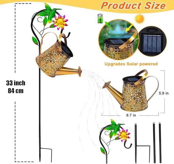 Christmas Gifts Solar Metal Watering Can - Image 7
