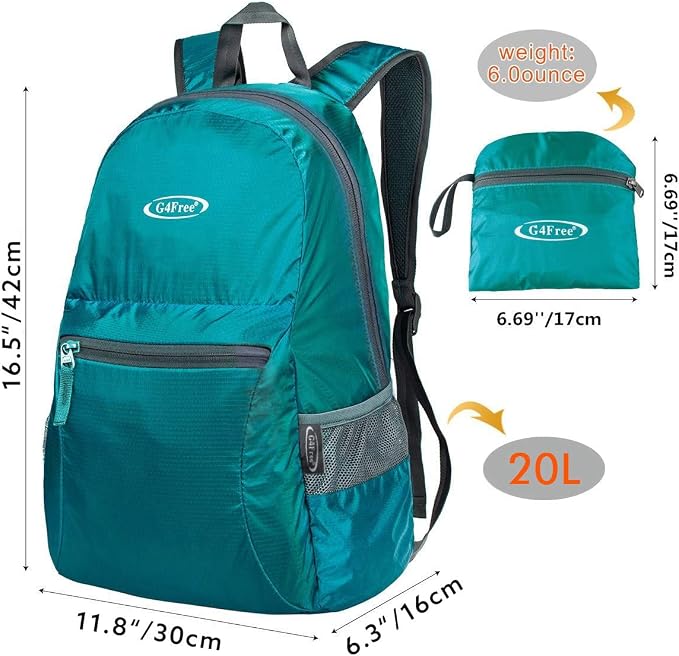 G4Free 20L Lightweight Packable Backpack Travel Hiking Daypack Foldable Backpack - Image 3