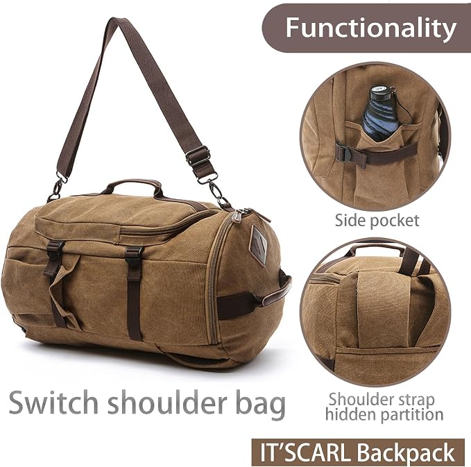 IT'SCARL Large backpack for men, Travel backpack, Carry on, Canvas big bag - Image 5