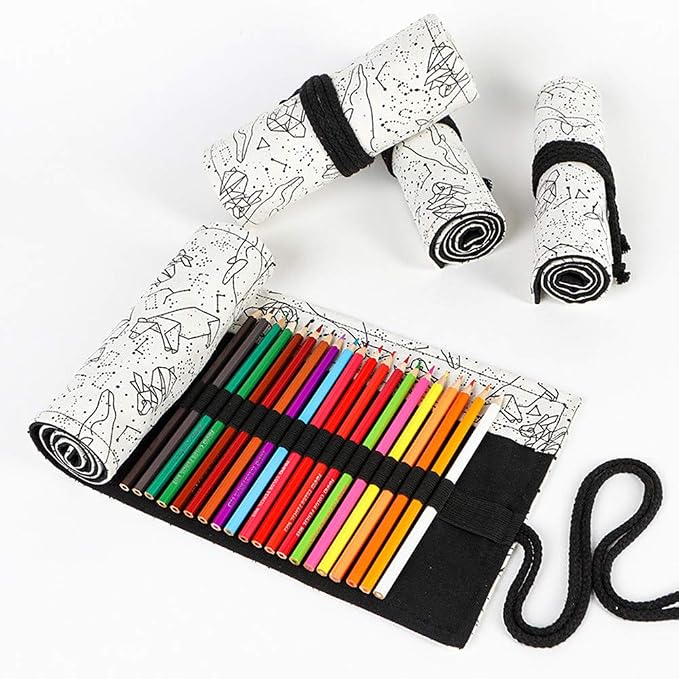 Funny live 24/36/48/72 Slots Colored Pencil Wrap Roll up Pen Holder Case - Image 4