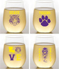 Wine-Oh Set of 4 Shatterproof Designer 16 oz Plastic Wine Glasses MADE in the by Unknown
