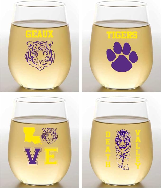 Wine-Oh Set of 4 Shatterproof Designer 16 oz Plastic Wine Glasses MADE in the by Unknown
