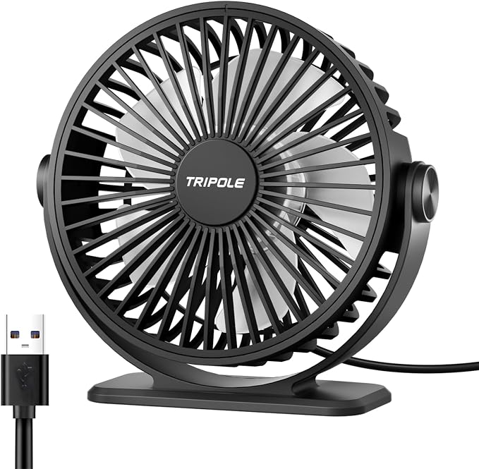 TriPole Desk Fan USB Powered Small Portable Fan, 3 Speeds Adjustable Strong by TriPole