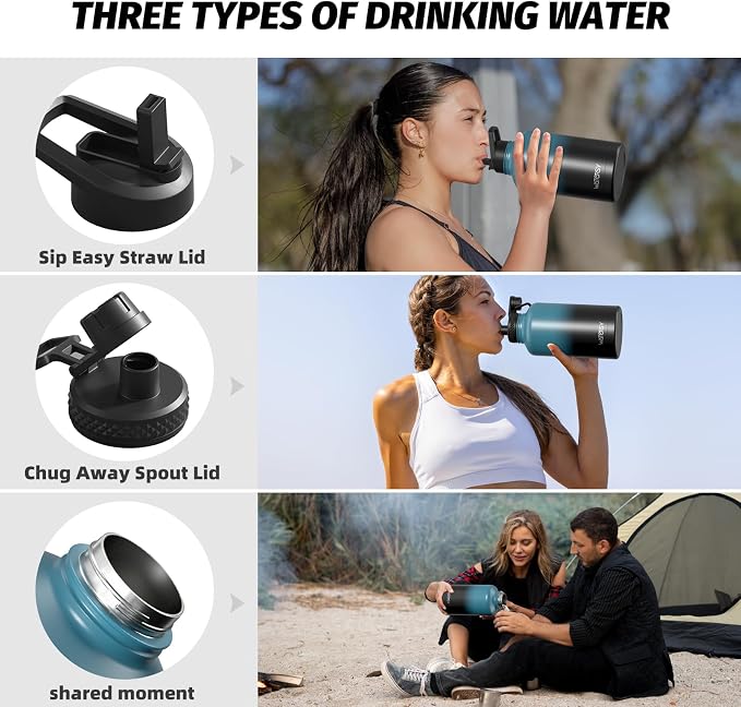 64oz Insulated Water Bottle, BPA Free&Leak Proof, Half Gallon Stainless Steel - Image 3