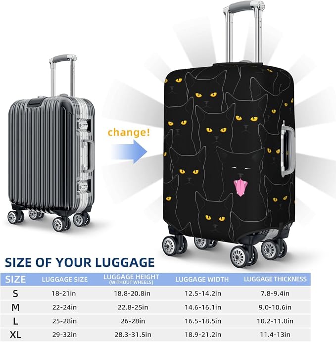 Black Cat Elastic Luggage Cover, Suitcase Protector - Image 6