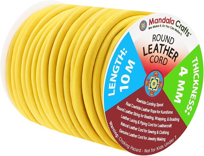 Mandala Crafts Round Genuine Yellow Leather Cord by MandalaCrafts