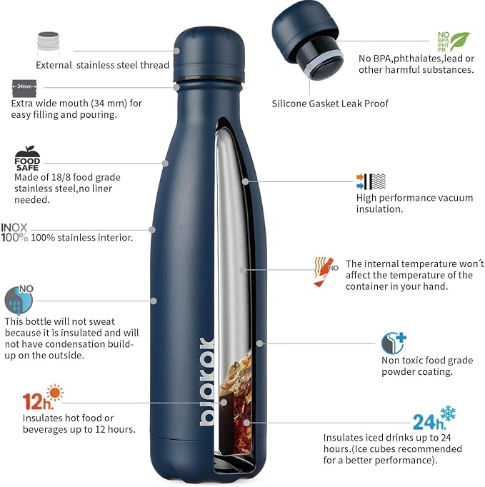 BJPKPK 17oz Insulated Stainless Steel Water Bottles, Sports Water Bottles Keep - Image 3