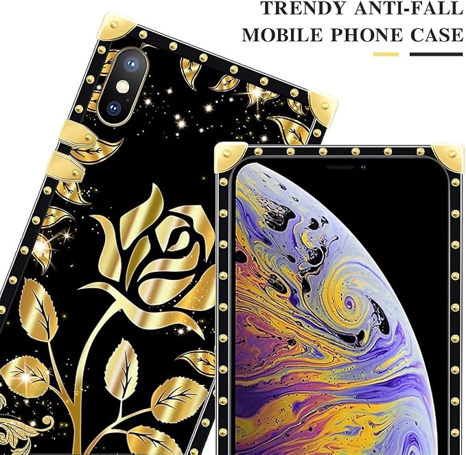 Compatible with iPhone Xs Max Case, Shine Gold Rose Luxury Golden Decoration - Image 4