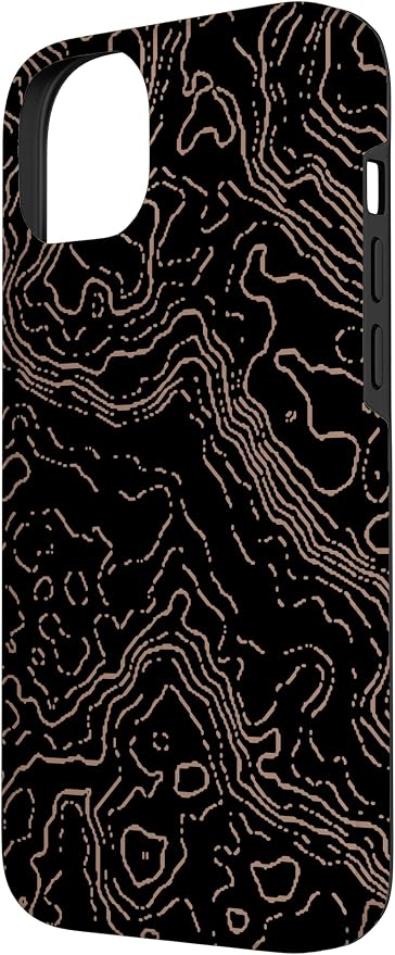 Topography Black & Brown Abstract Pattern Topographic Map Case - Image 2