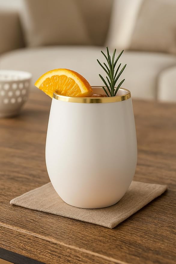 Oojami 40 count Unbreakable Stemless Plastic Wine Champagne Whiskey Glasses - Image 4