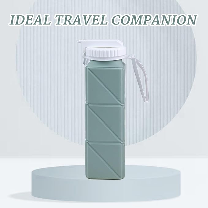 EOBTAIN Green Silicone Collapsible Water Bottle - Image 3