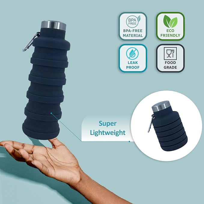 Collapsible Water Bottles 24oz, Odorless BPA-Free Silicone, Leak-Proof Foldable - Image 2